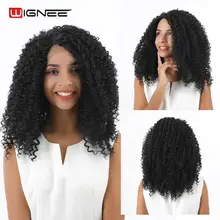 Wignee Afro Kinky Curly Hair Lace Front Synthetic Wig For Women High Density Side Part Natural Black/Brown Curly Lace Hair Wigs Wignee Afro Kinky Curly Hair Lace Front Synthetic Wig For Women High Density Side Part Natural Black/Brown Curly Lace Hair Wigs