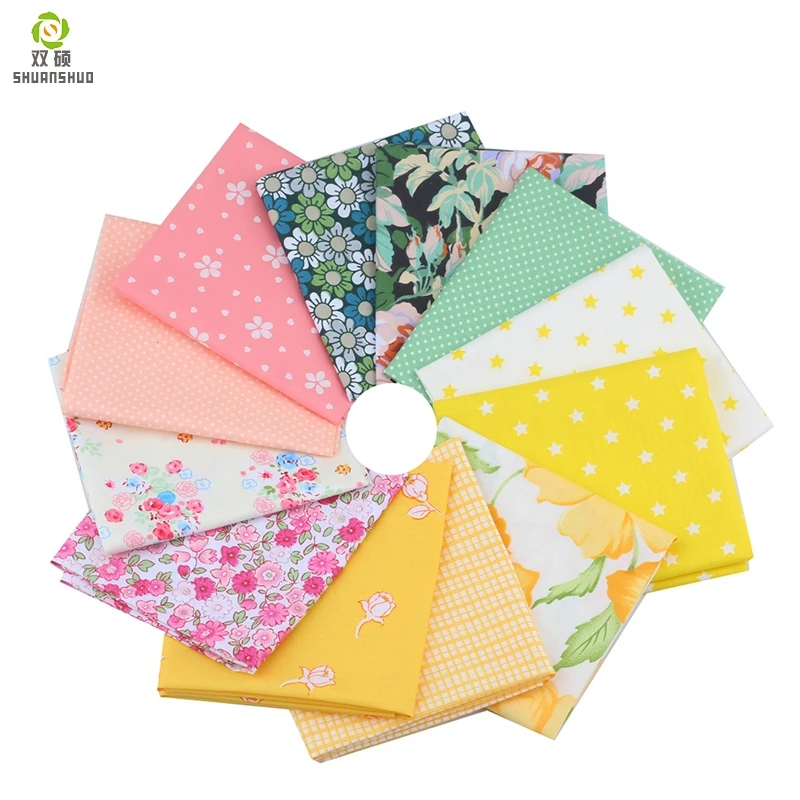 

Shuanshuo NEW Series Twill Cotton Fabric,Patchwork Cloth,DIY Sewing Quilting Fat Quarters Material For Baby&Chil 12pcs/lot