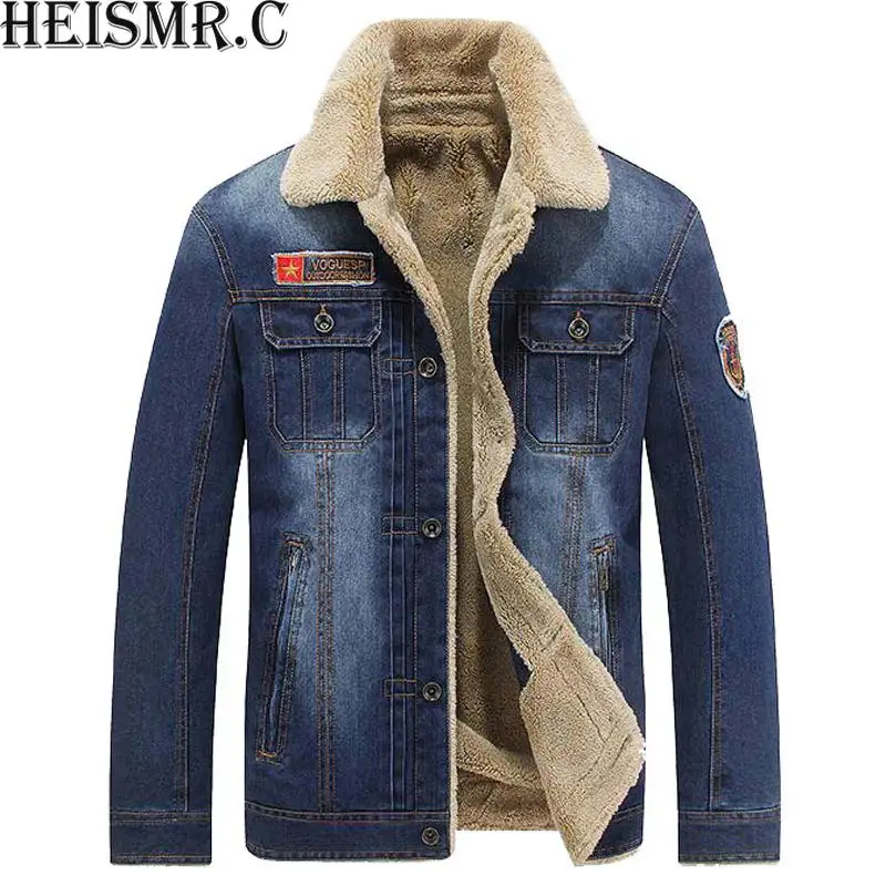 Мужская джинсовая куртка HEISM R.C брендовая зимняя Толстая Повседневная хлопковая