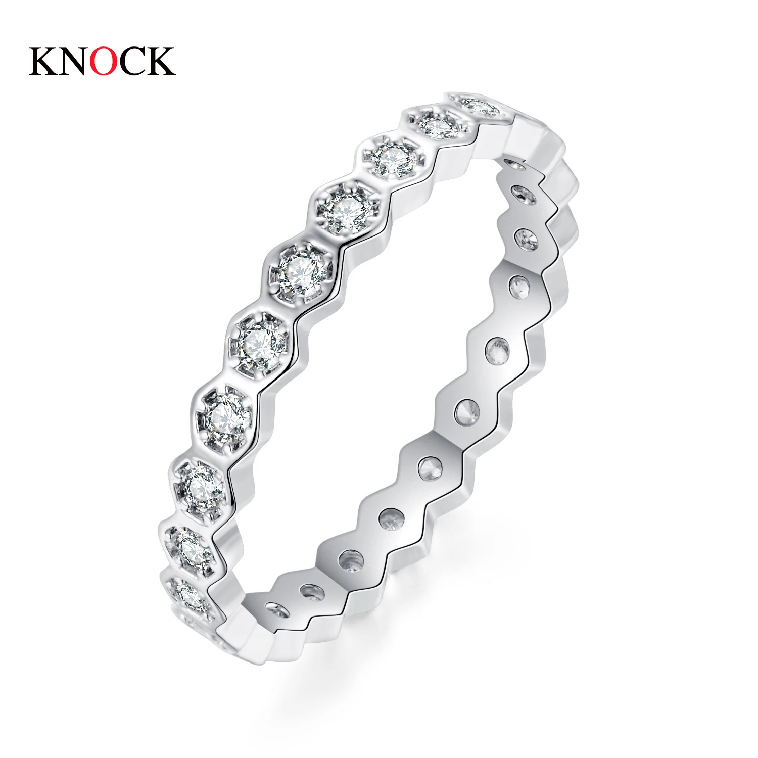 

KNOCK Carat Round CZ Plated Simulated Eternity Ring Bands New Jewelry for Women Wedding Band Promise Engagement Rings