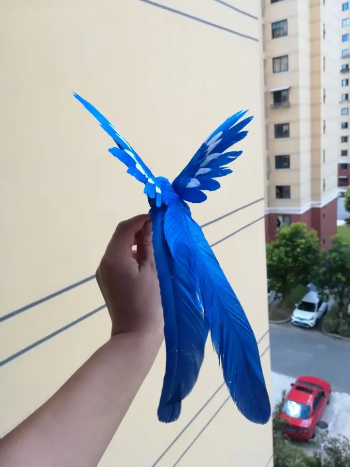 22x28cm blue feathers artificial bird spreading wings feathers