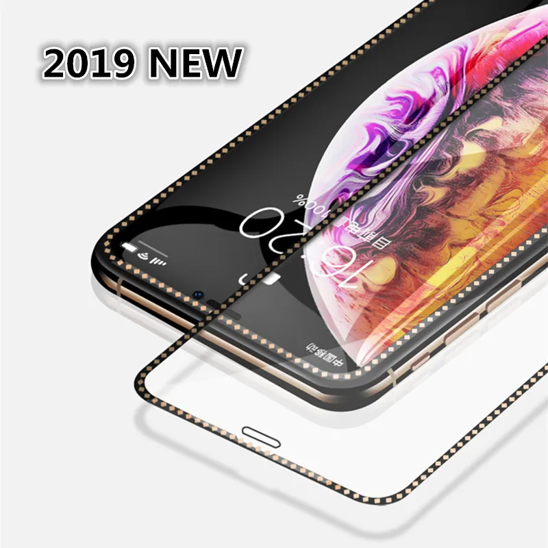 

Diamond Screen Protector Glass For iphone Xs Max Xr Plating Full Cover Screen Protective Tempered Glass On The For iphone X Xs