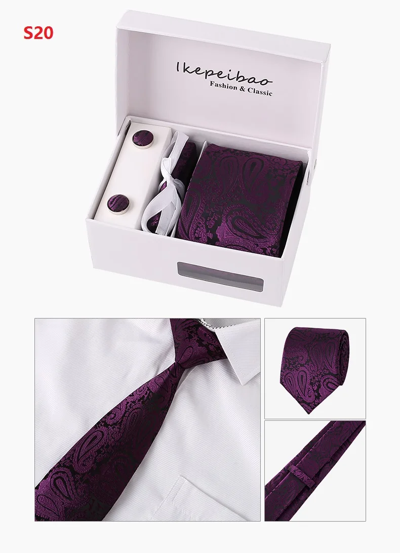 Ikepeibao заказной Галстук Пейсли итальянский официальный широкий мужской цветочный галстук комплекты носовых платков личные этикетки-стяжки аксессуары
