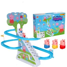 Peppa pig ролевые игры электрическая музыкальная подсветка маленькая электрическая горка для скалолазания по ступенькам кухонные игрушки для детей