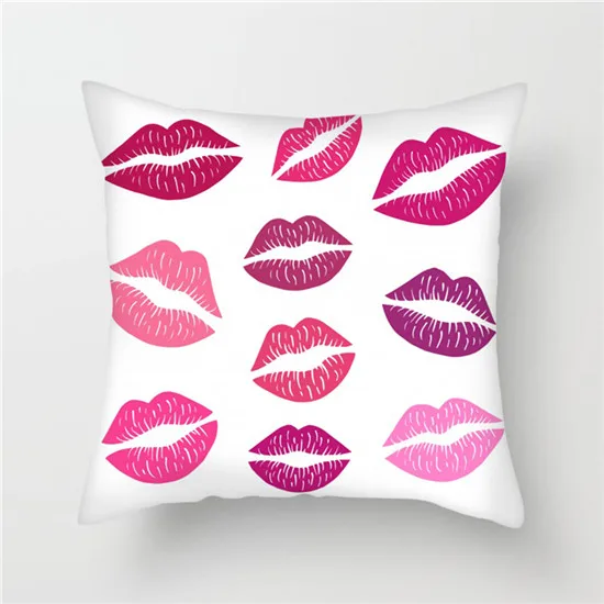 Fuwatacchi макияж стиль ручная роспись Чехлы для подушек поцелуй Губная помада розовая наволочка для дивана украшение для домашнего стула наволочки - Цвет: PC05696
