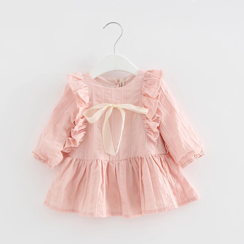 Весеннее детское платье принцессы со складками, праздничные платья для новорожденных девочек, одежда для малышей, От 0 до 2 лет, синий, розовый, белый