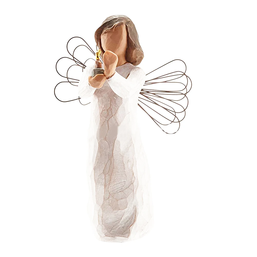 

Resin Angel Figurine Sculpture Christian Home Decor Creative Angel Model Angel Statue Ornament White