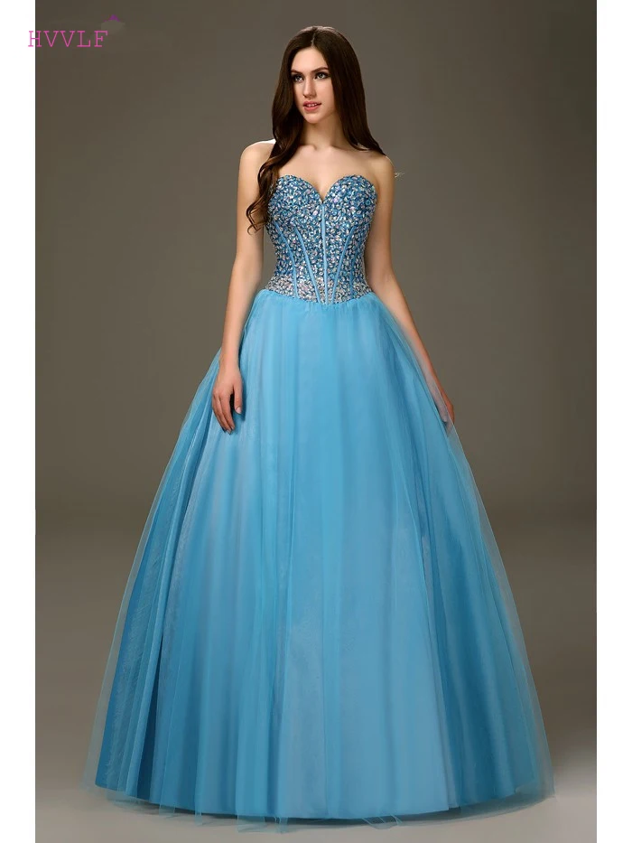 Sky Blue Puffy 2019 Cheap Quinceanera Dresses Ball Gown Sweetheart ...