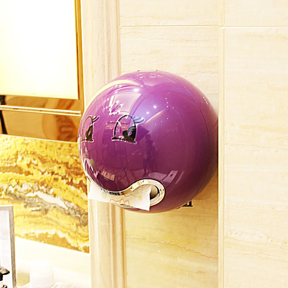 Креативный мультяшный шар в форме коробки для салфеток санитарный рулон бумаги для хранения ванной комнаты спальни стикер туалетной бумаги коробки - Цвет: Фиолетовый