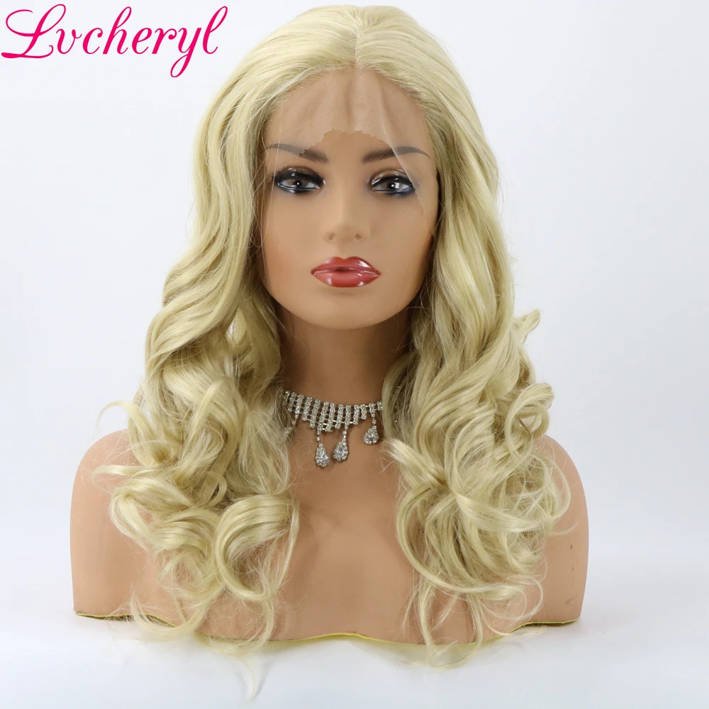 Lvcheryl Hand Tied Short Blonde Natural Wave Heat Resistant Hair Wigs 