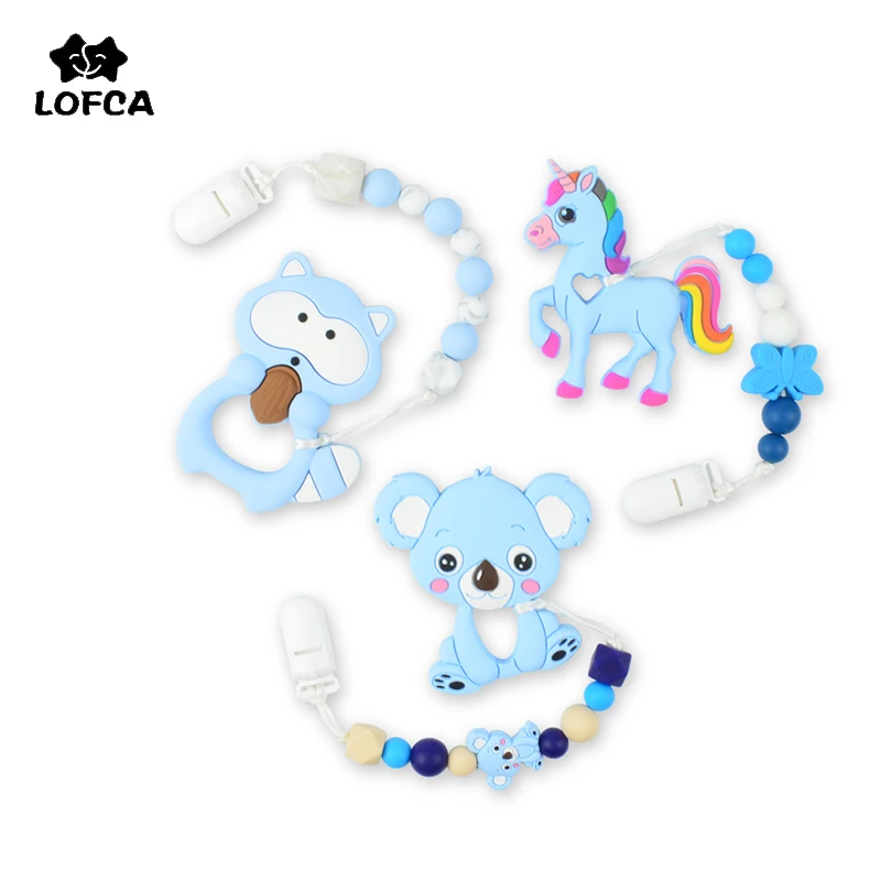 

LOFCA Silicone Teether Animal Pacifier Clip Chain Baby Teether Pendant Nipple Holder Baby Teething Toy BPA Free Nursing Necklace