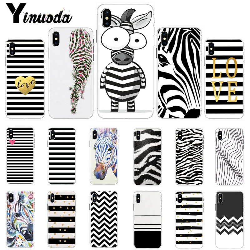 

Yinuoda Animal Black white Zebra Stripe DIY Printing Drawing Phone Case Shell for Apple iPhone 8 7 6 6S Plus X XS MAX 5 5S SE XR