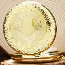 Горячая Рождественский подарок щит в стиле ретро узор Золотой/Серебряный карманные часы Fob кулон ожерелье мужские женские цепи дропшиппинг