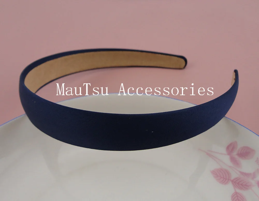 10PCS 2.0cm 3/4" Navy Satin Fabric Covered Plain Plastic Hair Headbands