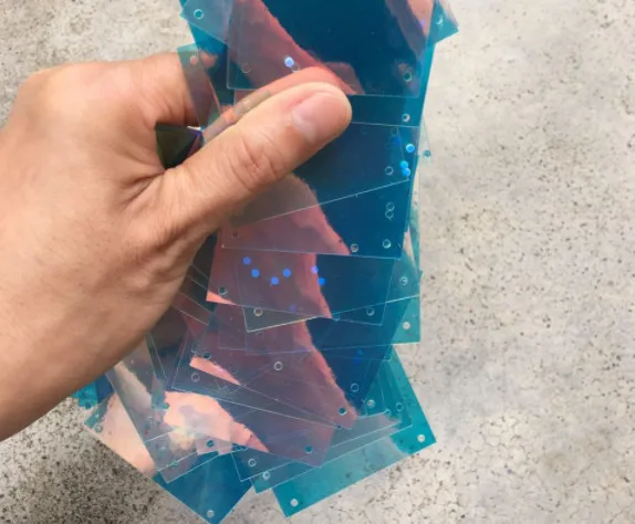

Sewing supplies 50*50mm square double-hole transparent light blue sequins for wedding sequins
