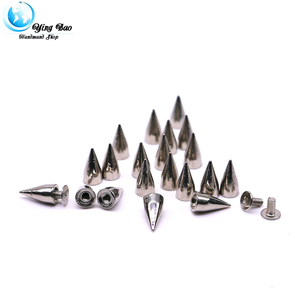 50sets/pack 7mm (Diameter), 14mm (Height)  cone rivets 3 Colors decorative clothing studs B-35