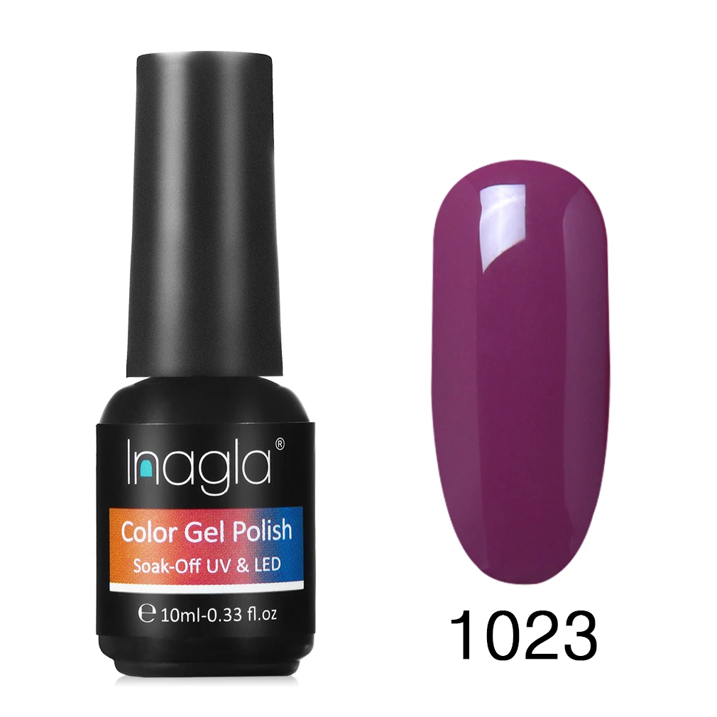 Inagla, 10 мл, УФ-гель для ногтей, чистый цвет, долговечный светодиодный Гель-лак для лампы, гелевая основа, впитывающий Органический Гель-лак - Цвет: 1023