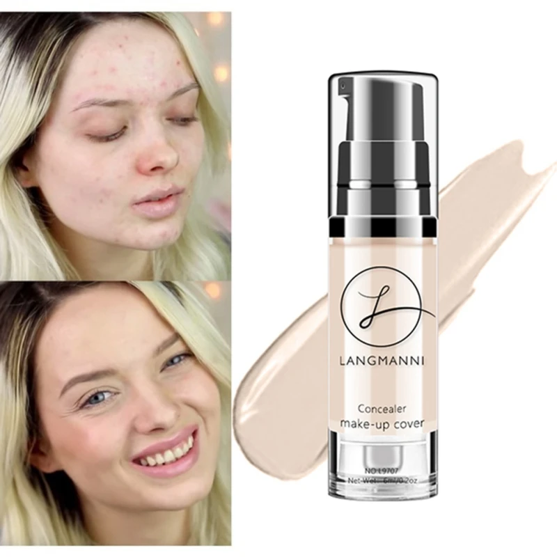 New Langmanni 6 Colors Liquid Foundation Makeup Natural Concealer Whitening Waterproof Make Up Contour Cream Make Up Cosmetics