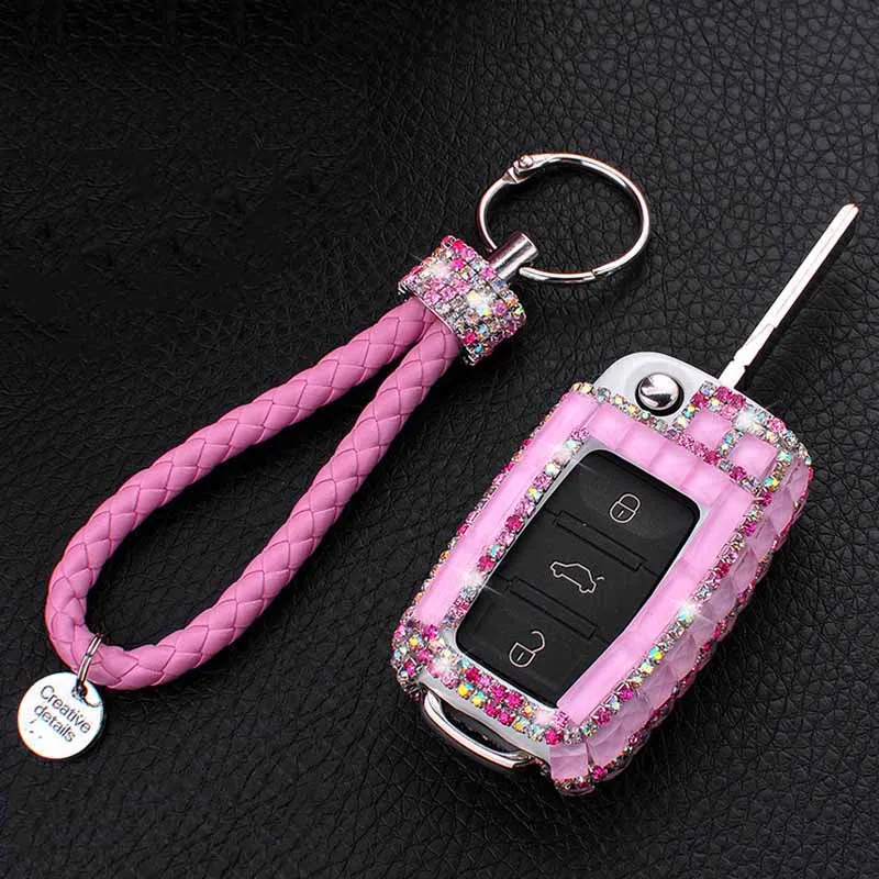 

Car Key Case Bling Diamond Folding Key Cover Protector for Volkswagen VW Passat Golf Jetta Bora Polo Sagitar Tiguan Skoda Gifts