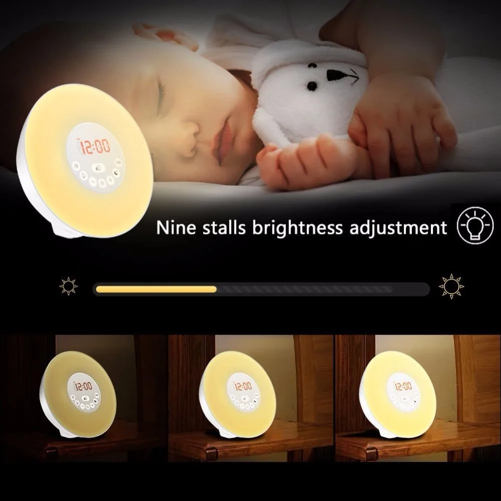 3-Digital-Alarm-Clock-Sunrise-Sunset-LED-Wake-Up-Lights-With-FM-Radio-Colorful-Light-Snooze-Mode