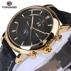 Forsining Для мужчин часы лучший бренд роскошный автоматический мужской наручные часы 2018 Роскошные Розы Золотой серии Moon Phase Календари Дизайн