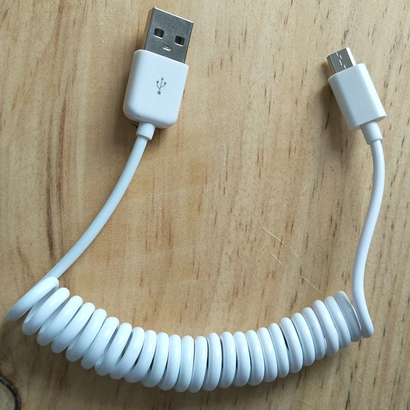 25 см пружинный Спиральный USB 2 0 штекер к Micro кабель для синхронизации данных и
