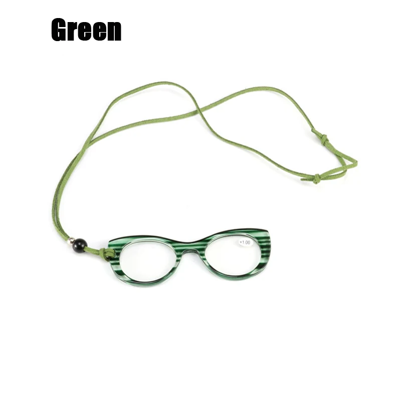 SOOLALA, висящие на шее очки для чтения, мужские и женские очки для дальнозоркости, дальнозоркости, очки для чтения с кошачьими глазами+ 1,0 1,5 2,0 2,5 3,0 3,5 - Цвет оправы: Green