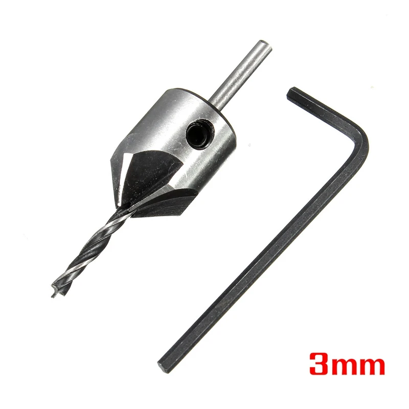 

High Quality 3mm 1PC Drill Bits High-speed Steel Wood Chamfer Device + Wrench