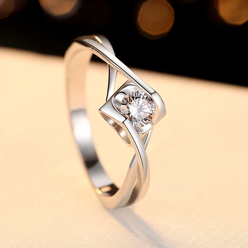 

1ct 30 cents Proposal Ring for Women Lover Fiancee One AAA Zircon Stone Romantic Ring Jewelry Genuine 925 Sterling Silver Ring