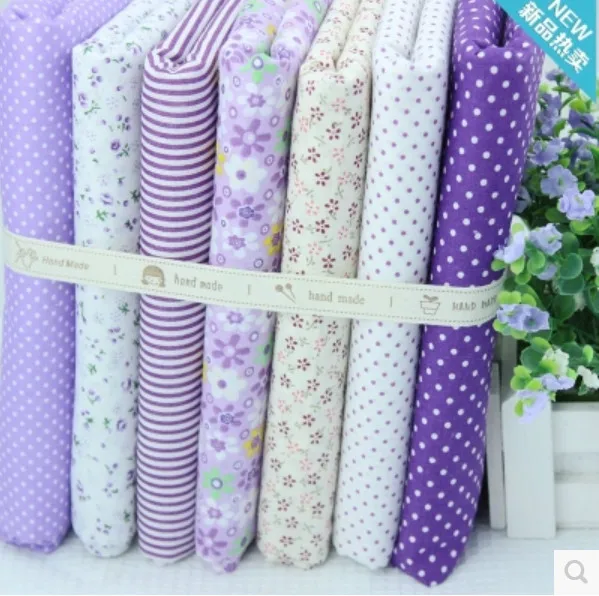 

7 pcs/ lot purple series no repeat design charm diy quilting patchwork textiles for doll cloth baby cloth 48*48cm