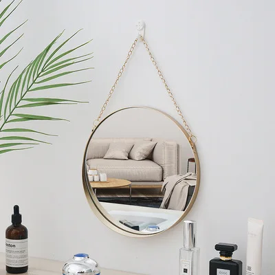 Nórdicos montado en la pared de espejo decorativo colgante maquillaje espejo moderno enmarcado elegante para baño arte de la decoración Nórdicos montado en la pared de espejo decorativo colgante maquillaje espejo moderno enmarcado elegante para baño arte de la decoración