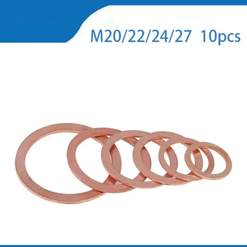 

10PCS/Pack M20/22/24/27 Assorted Copper Washer Gasket Sealing Ring Sump Plug Kit free shipping