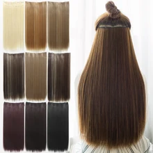 5 Clip 24″ Hair Extension Straight Clip in Hair Extensions Pad Synthetic False Hair Styling Fashions Women Brown Natral Black