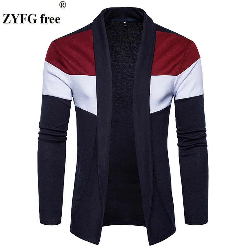 

New Arrivals male casual knitwear sweater men cardigan 2018 spring style personality Fashion patchwork color Knitwear EI/US size