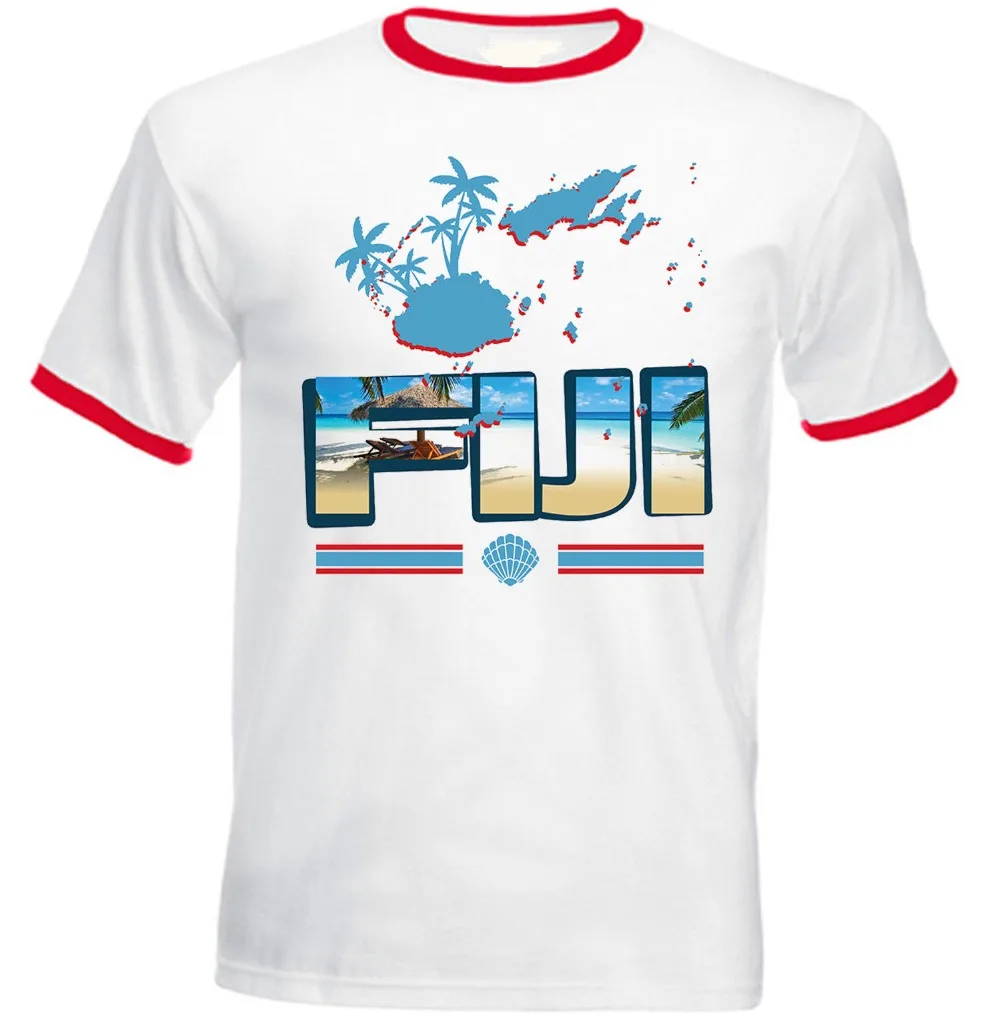 

Fiji - New Red Ringer Cotton Tshirt Hot 2019 Fashion Black Cotton T-Shirt Custom Tee Shirts