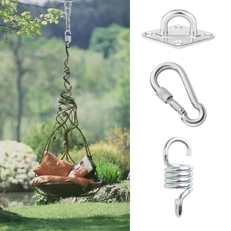 

300kg Weight Bearing Hammock Chair Ultimate Hanging Accessories Kit Spring+Swivel Hooks for Idoor Outdoor Swing Lazy Chair