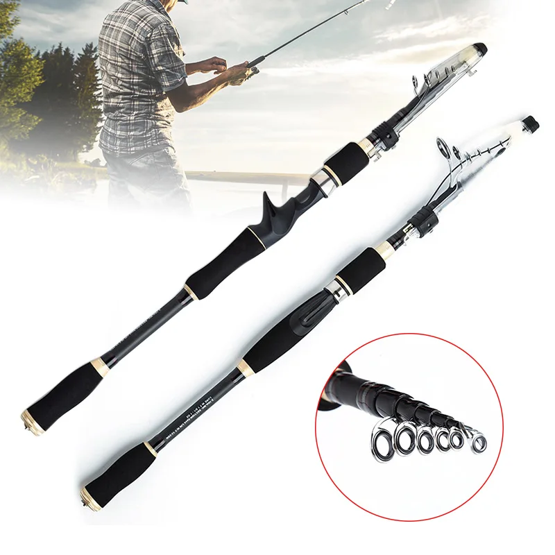 Telescopic Fishing Rod Carbon Fiber Ultralight Pole Portable Spinning Casting Fishing Rod BB55