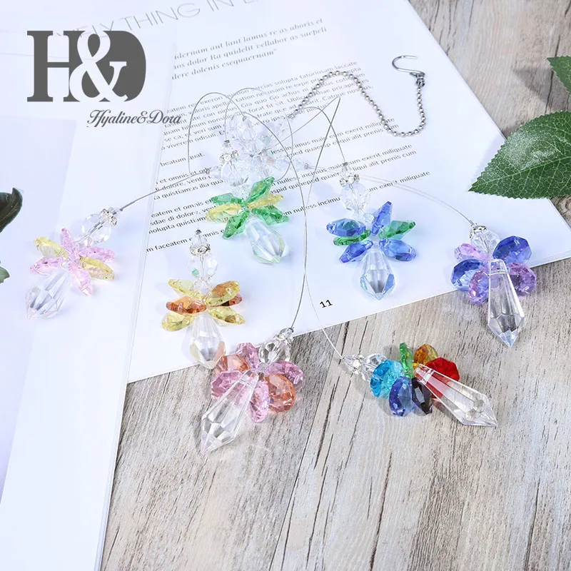 H&D Hanging Crystal Guardian Angel Window Sun Catcher Rainbow Maker 38mm Icicle Prism Pendant