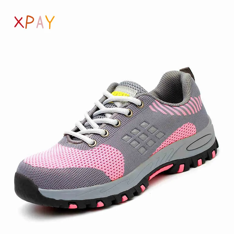 

Women Breathable Steel Toe Caps Work Boots Safety Shoes Summer Mesh Anti-pierce Tooling Security Boots Protective Footwear