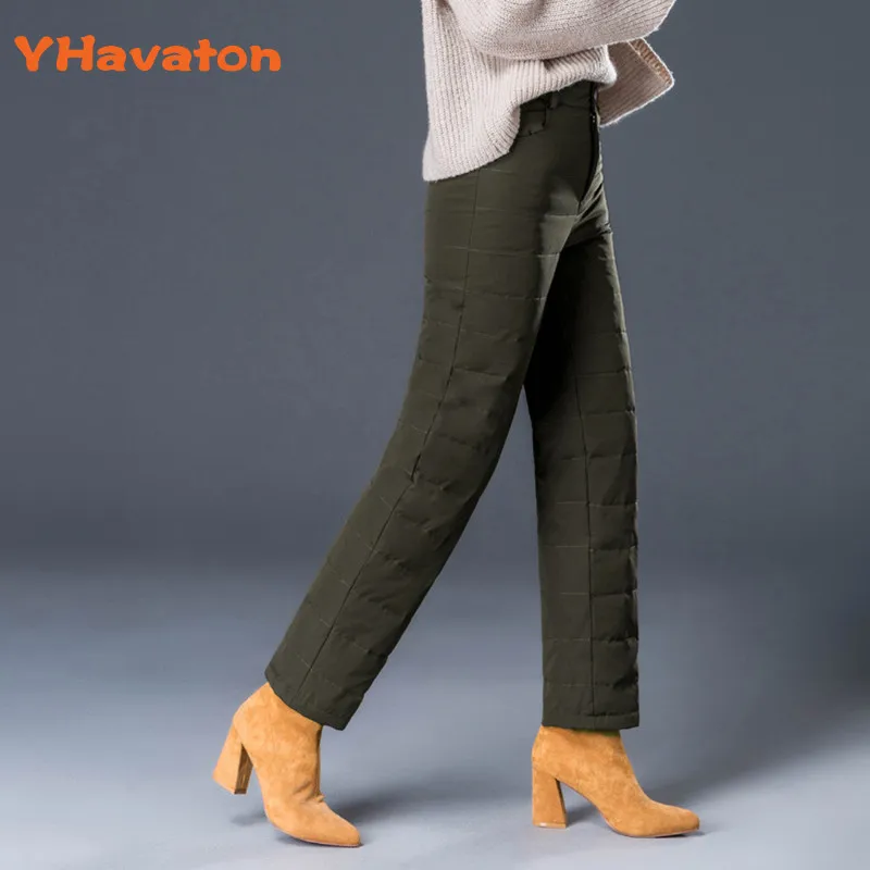 

2019 New Elegant 2019 Winter White Duck Down Pants Women High Waist Thick Warm Wide Leg Pants Trousers Women High Quality