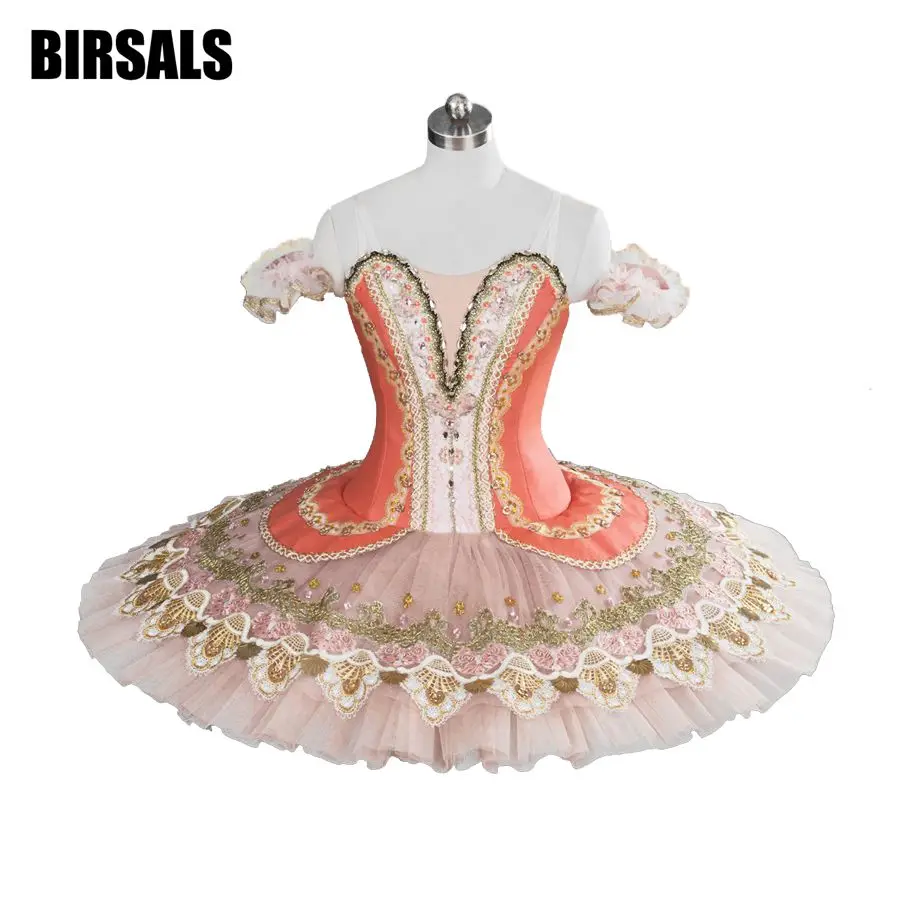 Women 2017 YAGP Competition Professional Ballet Tutus for Girls Dark Pink Beige Classical Ballet Tutu Stage Costume BT9098