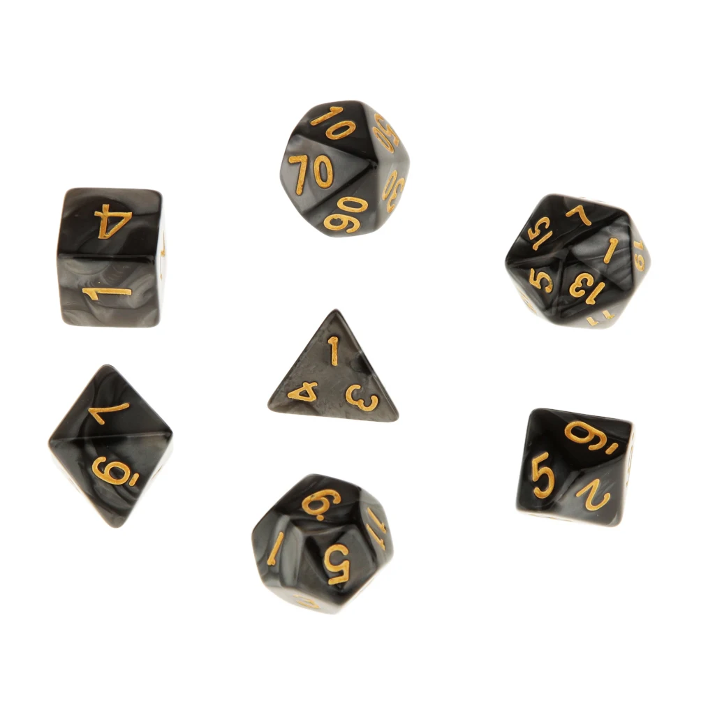 Perfeclan 7 Set Polyhedral Dice for Dungeons and Dragons DND RPG MTG+ Dice Cup Black Polyhedral Dice Table Games