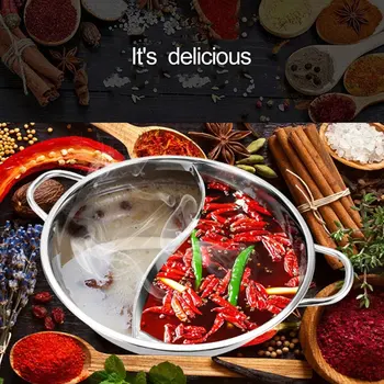 

Lemonbest 1pc Cooking Pot Stainless Steel Single-Layer Glass Cover Cooking Pot 30cm Double Ear Duck Mandarin Fondue Hot Pot