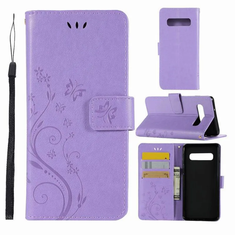 

Luxury Leather Flip Case for Samsung S10 S10 Plus Cover Bag Embossing Flower Butterfly Wallet Shell for Samsung S10 Lite Cover