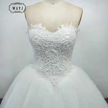 

Classic Design Ball Gown Wedding Dress Long Sexy Strapless Wedding Gown Luxury Beading 5-layer Tulle Vestido De Noiva 2020