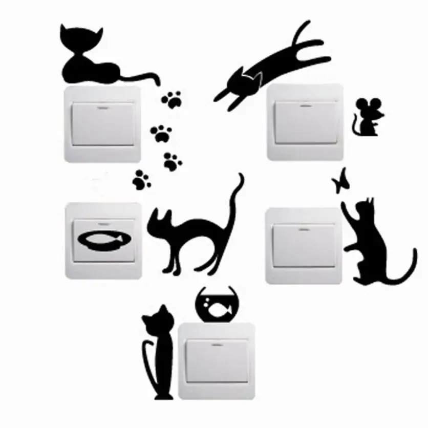 5 шт. съемные виниловые наклейки Кот и мышь|stickers wall stickers|switch stickerwall sticker |