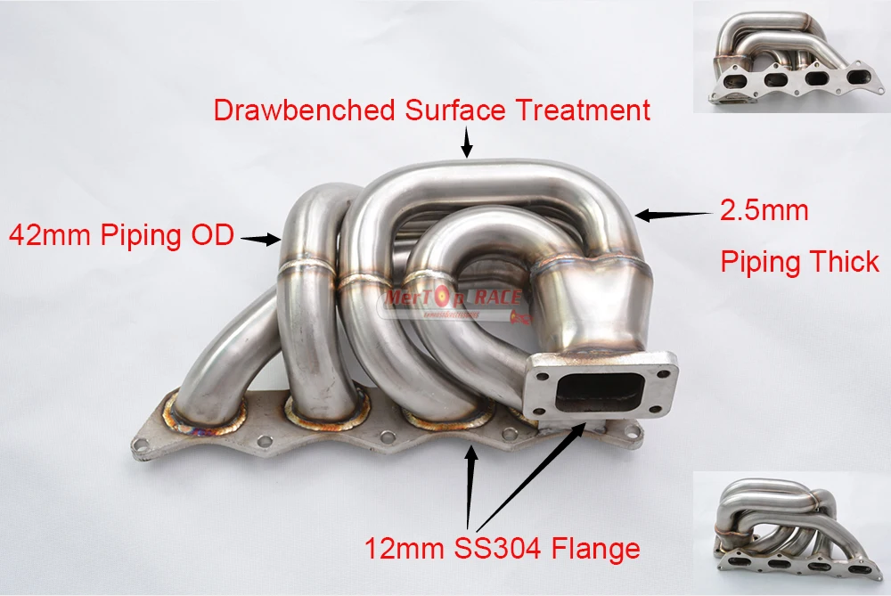 Mertop гонки Полный SS304 T3 турбо-фланец 42 мм OD COLLETTORE DI SCARICO коллектор для LANCIA DELTA INTEGRALE 2,0 16V Fia Coupe