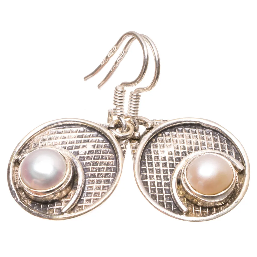 StarGems(tm) Natural River Pearl Punk Style 925 Sterling Silver Earrings 1 1/4&quot S1475 |