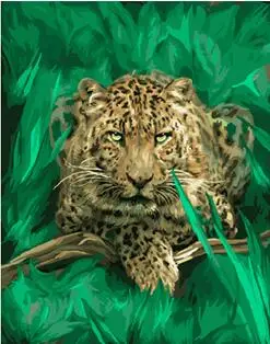 MaHuaf-W948 Hunting wild animal diy oil paintings by numbers on canvas wall art animal picture for bedroom decoration 