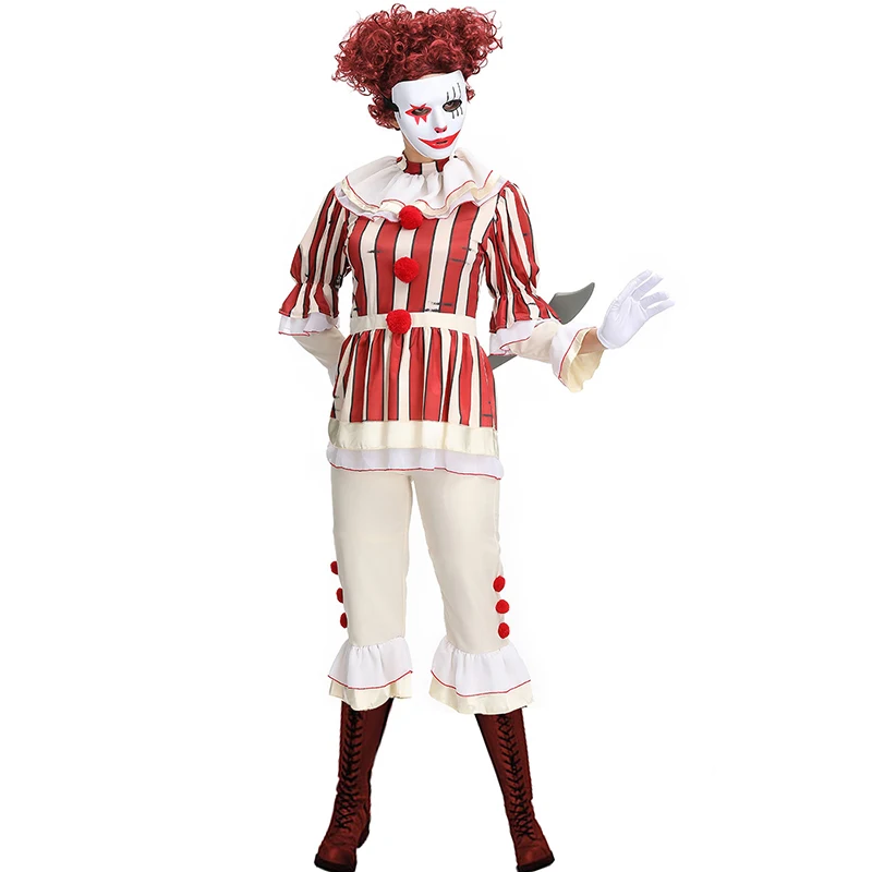 Злой пеннивайз костюм косплей для взрослых женщин костюм клоуна Необычные Вечерние наряды Дамы Хэллоуин Карнавальная фантазия Забавное платье